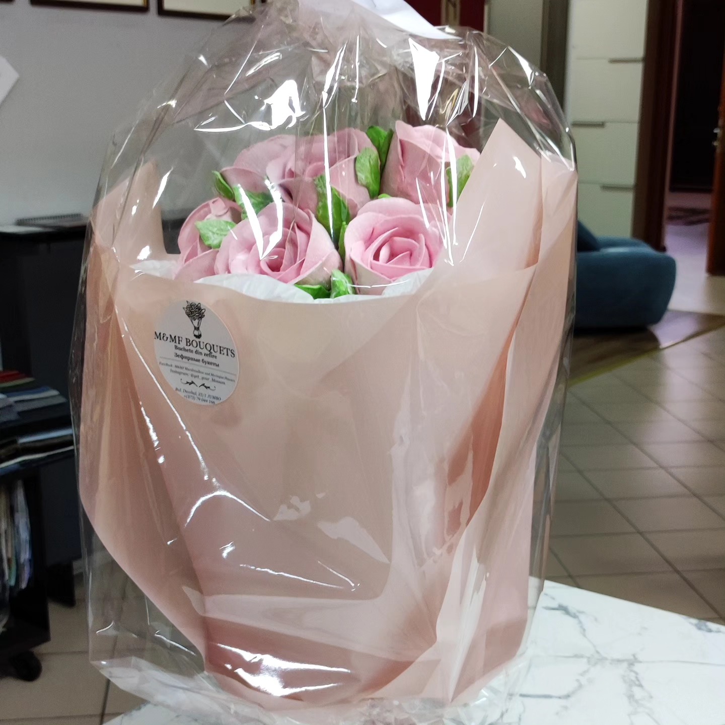 Buchet cu trandafiri în formă de cupol / Букет купольный с розами — изображение 3